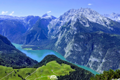 Blick vom Berchtesgadener Hausberg "Jenner" auf den Watzmann und den Königssee