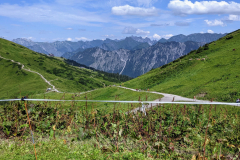 Allgäuer Hochalpen mit dem Nebelhorn hinten links im Hintergrund